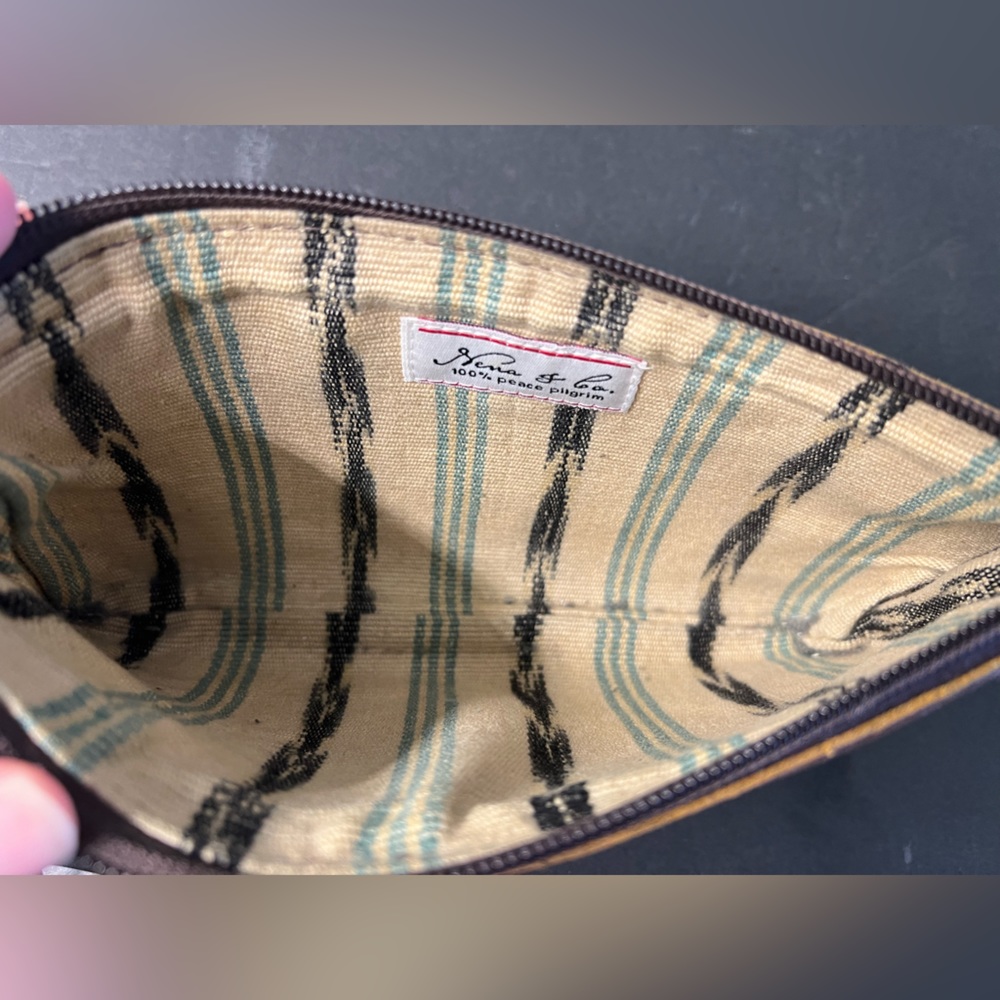 Nina and co Artisan handmade one of a kind  embroidered leather clutch bag purse - Picture 11 of 15